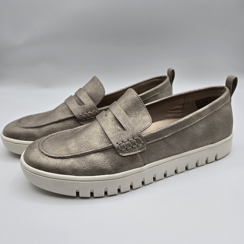 Tommy Bahama Venus Gold Metallic Slip On Loafers Shoes Womens Size 10